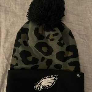 Philadelphia Eagles ‘47 Brand Green Leopard Print Pom Beanie